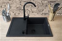 Évier en granit avec robinet, 1 bac avec égouttoir - avec distributeur - ZRCC2113 - Zdjęcie produktowe