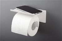 Uchwyt na papier toaletowy ścienny - z półką - ADM_A221 - Zdjęcie produktowe