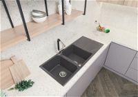 Granite sink, 2-bowl with drainer - ZQN_A213 - Zdjęcie produktowe