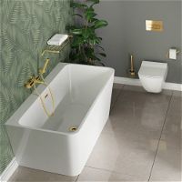 Acrylic bathtub, back-to-wall/freestanding, rectangular - 160 cm - KDH_016W - Zdjęcie produktowe
