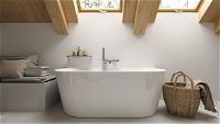 Acrylic bathtub, back-to-wall/freestanding - 150 cm - KDS_015W - Zdjęcie produktowe