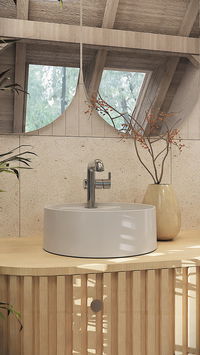 Lavabo in granito, piano d'appoggio, con basetta per rubinetteria - CQS_AU4B - Zdjęcie produktowe