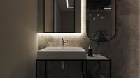 Granite washbasin, countertop, with tap shelf - 60x40 cm - CQR_AU6S - Zdjęcie produktowe