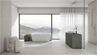 Acrylic bathtub, back-to-wall/freestanding - 160 cm - KDS_016W - Zdjęcie produktowe