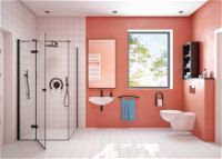 Ceramic washbasin, wall-mounted, for people with reduced mobility - with overflow - CDV_6U6W - Zdjęcie produktowe