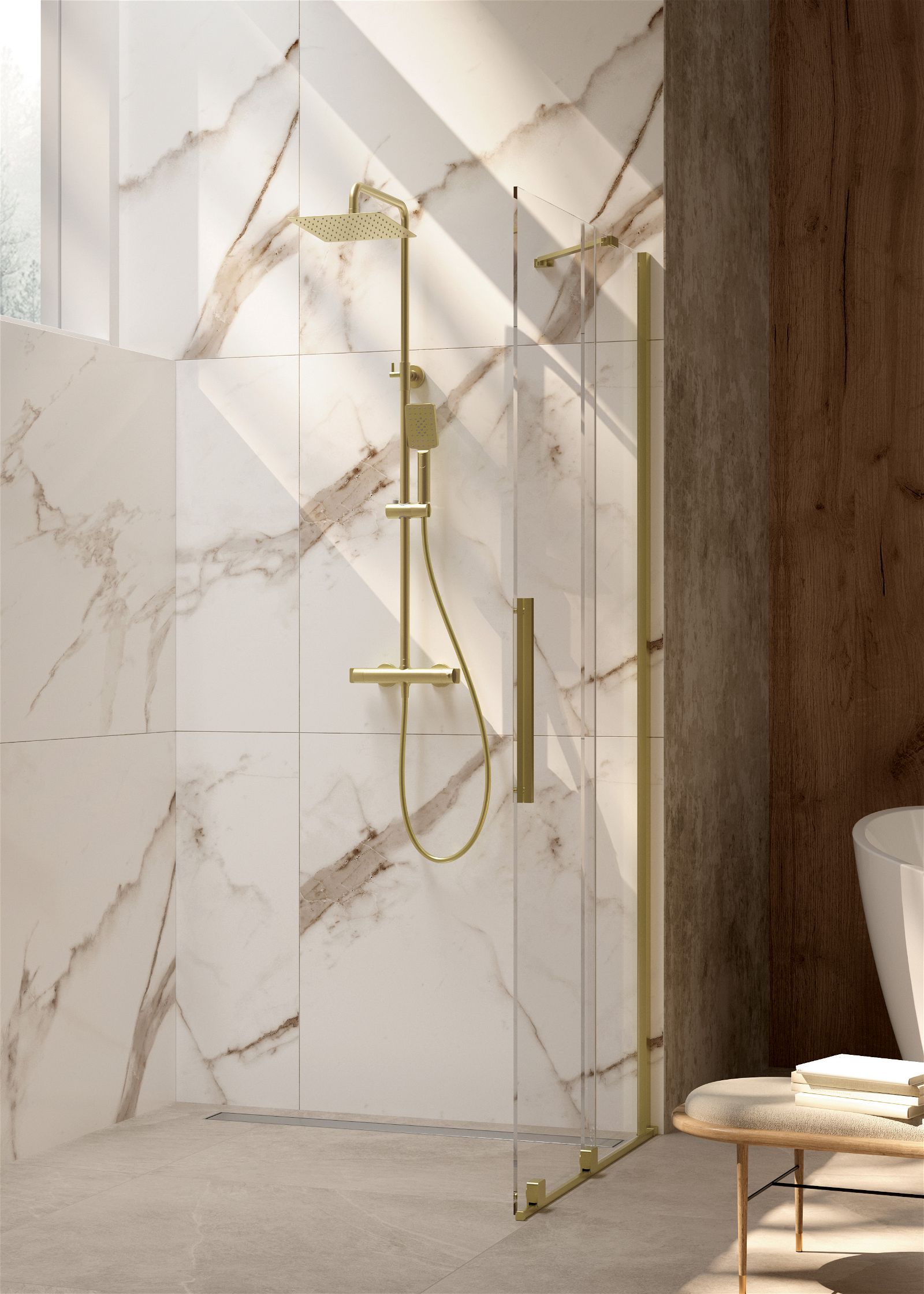 Złoty minimalizm w łazience