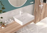 Ceramic washbasin, countertop/wall-mounted - 50x40 cm - CDT_6U4S - Zdjęcie produktowe