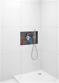 Angled hose connector, with hand shower holder - NAC_051K - Zdjęcie produktowe