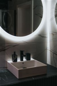 Ceramic washbasin, countertop/wall-mounted - 50x50 cm - CDT_6U5S - Zdjęcie produktowe