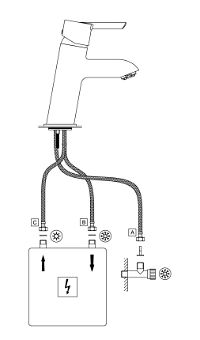 Washbasin tap, low pressure, three-way - for heater connection - BEZ_020H - Zdjęcie produktowe