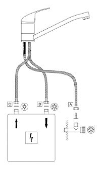Kitchen tap, low pressure, three-way - for heater connection - BEZ_060H - Zdjęcie produktowe