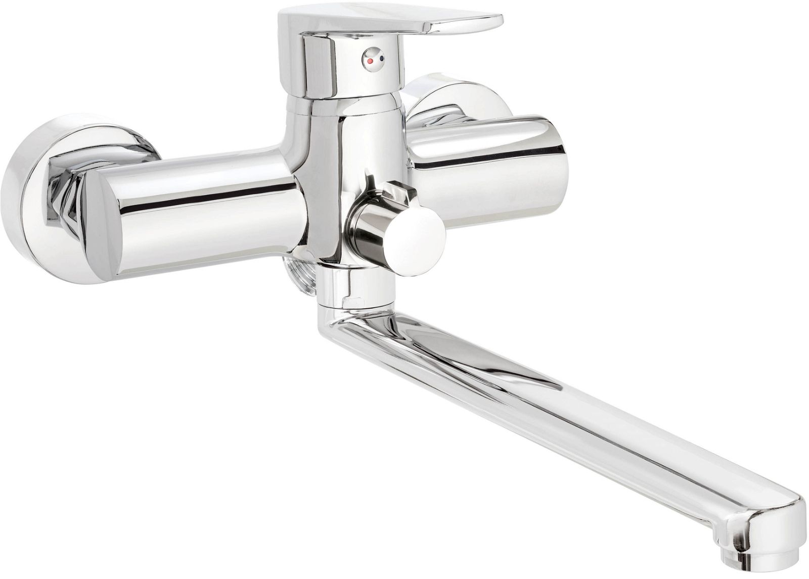 Washbasin-bathtub tap, wall-mounted, with elongated spout - hose connection - BUT_056M - Główne zdjęcie produktowe