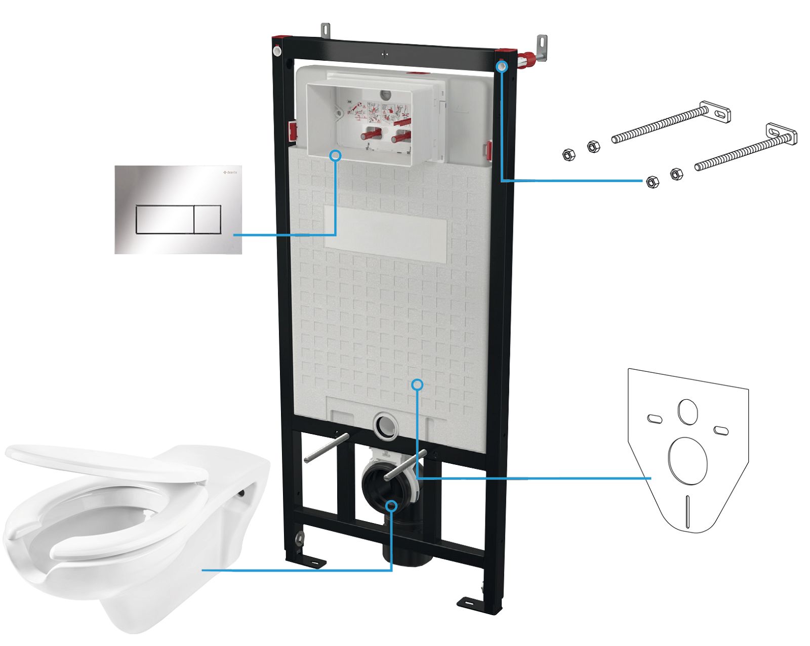 Toilet set, concealed, 6 in 1 - CDVS6WPW - Główne zdjęcie produktowe