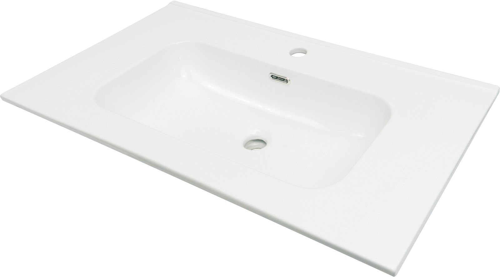 Lavabo de cerámica, empotrado, con repisa - 80 cm - CTU_6U8W - Główne zdjęcie produktowe