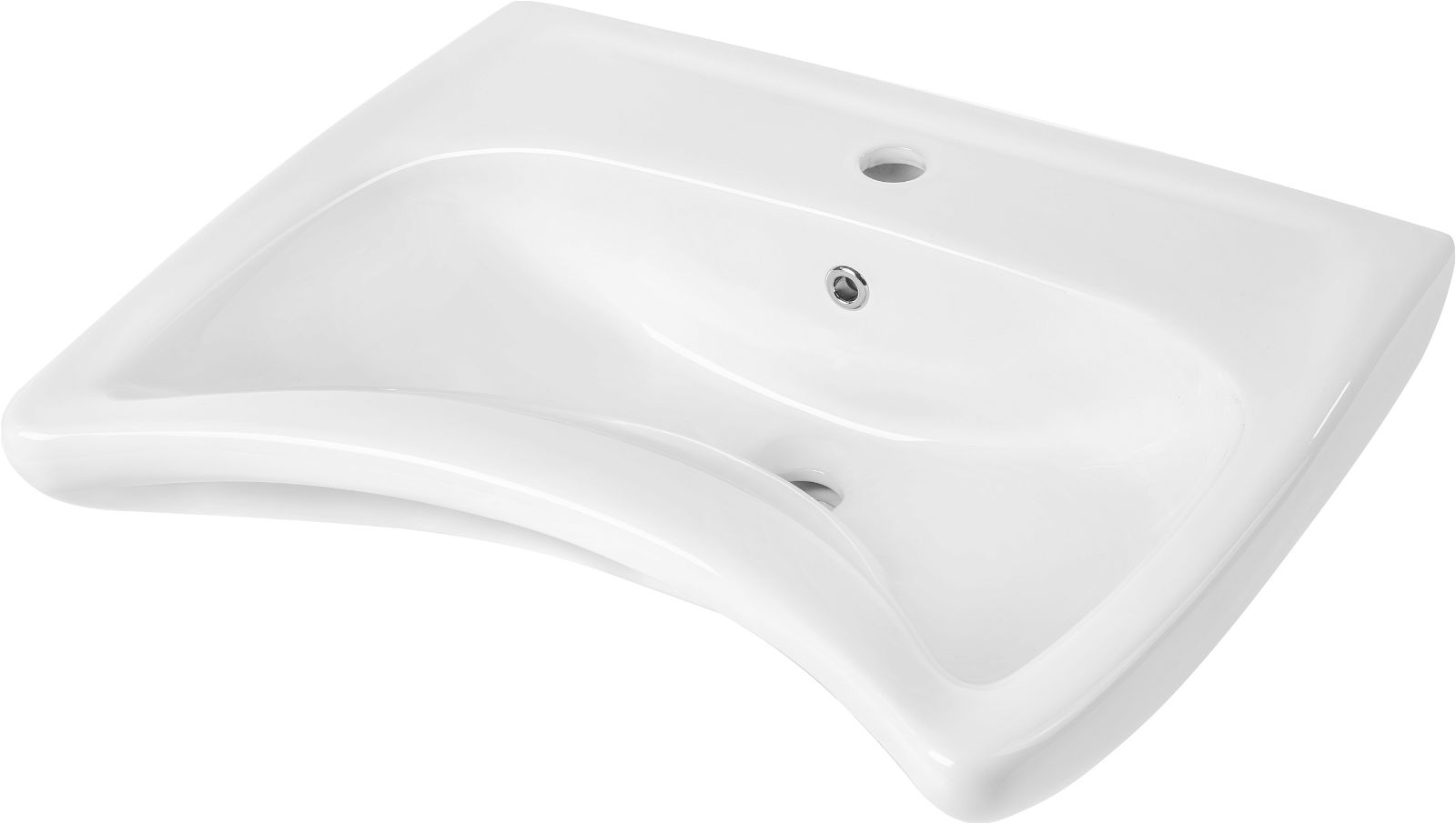 Ceramic washbasin, wall-mounted, for people with reduced mobility - with overflow - CDV_6U6W - Główne zdjęcie produktowe
