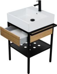 Стоящая консоль для ванной, с раковиной, с ящиком - 56.5x40 см - CDTD6U4S - Zdjęcie produktowe