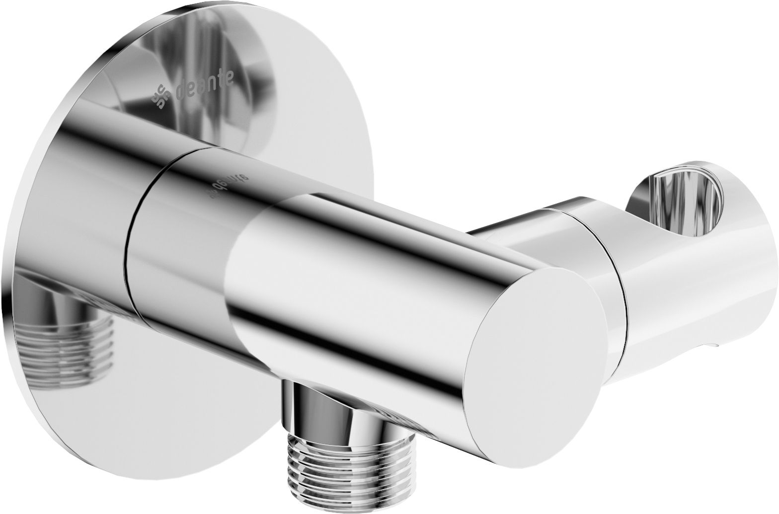 Angled hose connector, round, with hand shower holder - NQS_057K - Główne zdjęcie produktowe