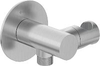Angled hose connector, round, with hand shower holder - NQS_F57K - Główne zdjęcie produktowe