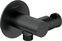 Angled hose connector, round, with hand shower holder - NQS_N57K - Główne zdjęcie produktowe