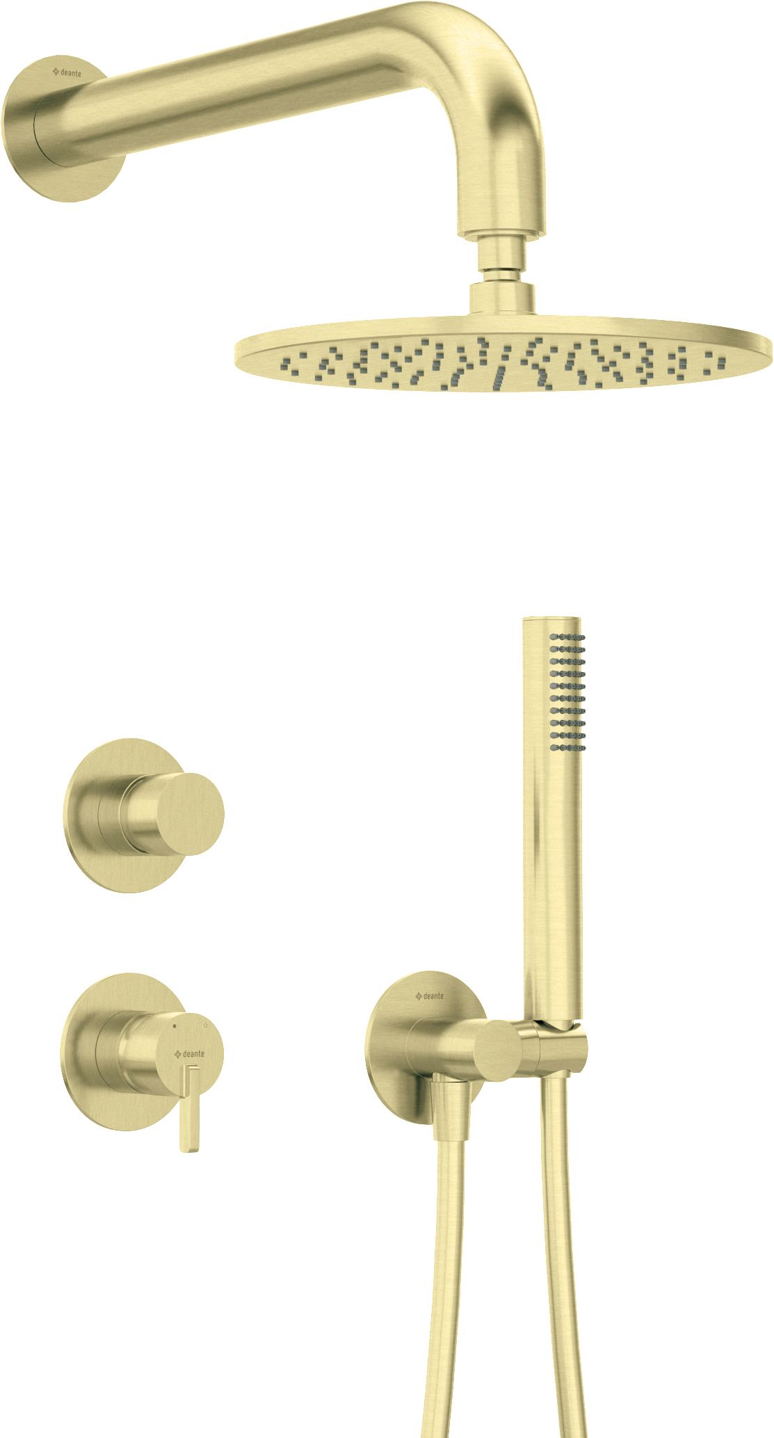 Core Brushed Brass Round Handle, Handset & Mounting Bracket