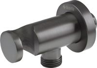 Angled hose connector, round, with hand shower holder - NAC_D51K - Zdjęcie produktowe