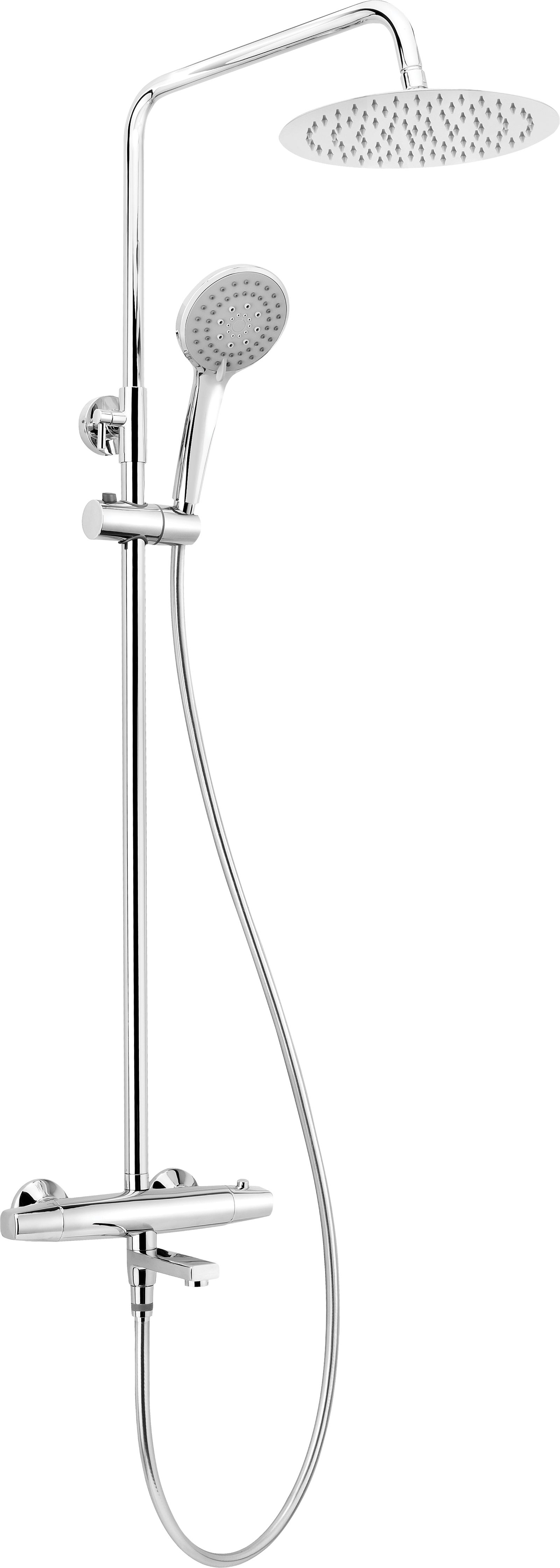 Shower column, with bathtub mixer, thermostatic - movable spout - NAC_01GT - Główne zdjęcie produktowe