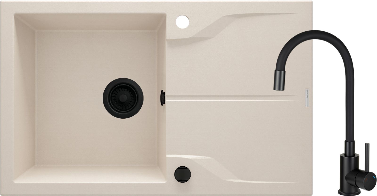 Lavello in granito con rubinetto, 1-vaschetta con gocciolatoio - ZQNN5113 - Główne zdjęcie produktowe