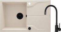 Гранітна кухонна раковина зі змішувачем, 1-камерний з сушаркою - ZQNN5113 - Główne zdjęcie produktowe