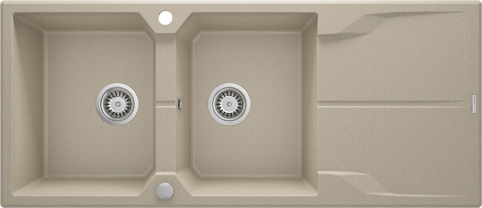 Granite sink, 2-bowl with drainer - ZQN_7213 - Główne zdjęcie produktowe
