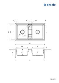 Granite sink, 2-bowl - ZQE_T203 - Zdjęcie produktowe