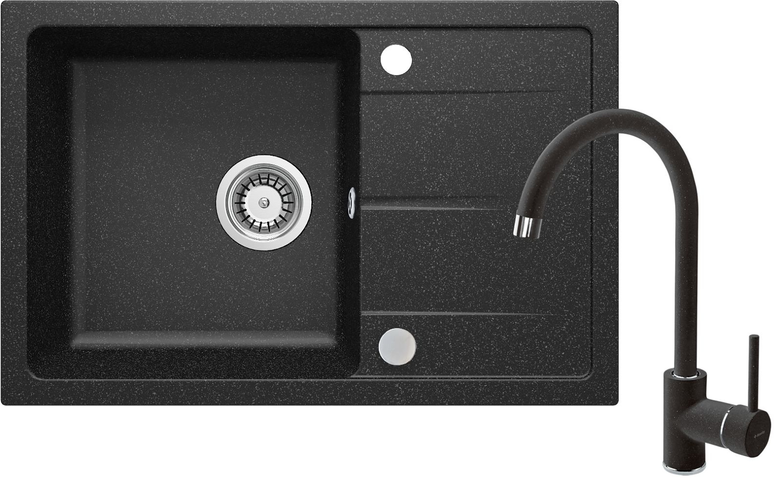 Гранітна кухонна раковина зі змішувачем, 1-камерний з сушаркою - ZRDA2113 - Główne zdjęcie produktowe