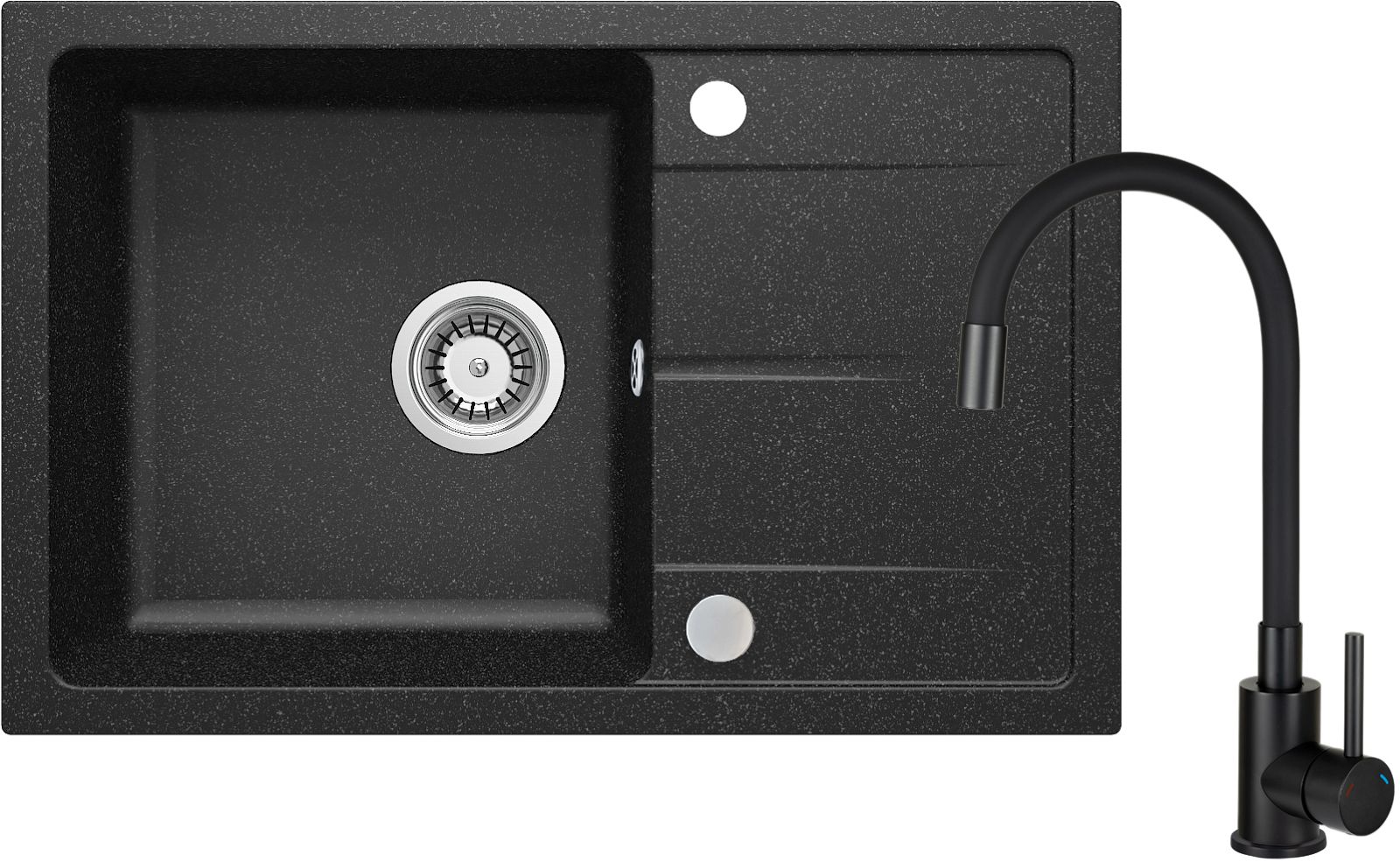 Granitspülbecken mit Armatur, flexibler Auslauf - ZRDP2113 - Główne zdjęcie produktowe