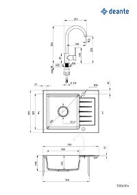 Granite sink with tap, 1-bowl with drainer - ZQZA711A - Zdjęcie produktowe