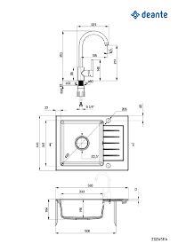 Granitspülbecken mit Armatur, 1-Becken mit Abtropffläche - ZQZAN11A - Zdjęcie produktowe