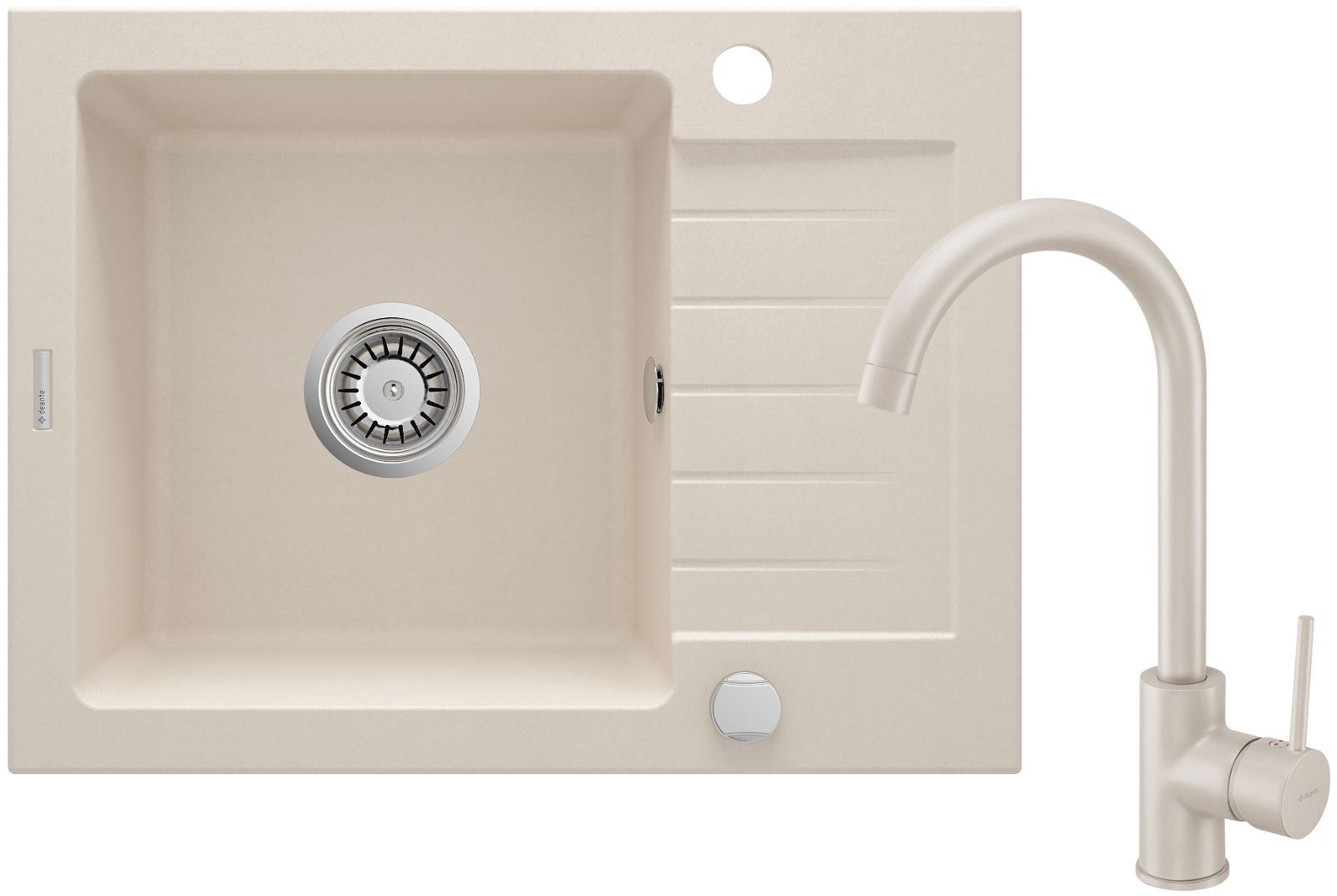 Granite sink with tap, 1-bowl with drainer - ZQZA511A - Główne zdjęcie produktowe