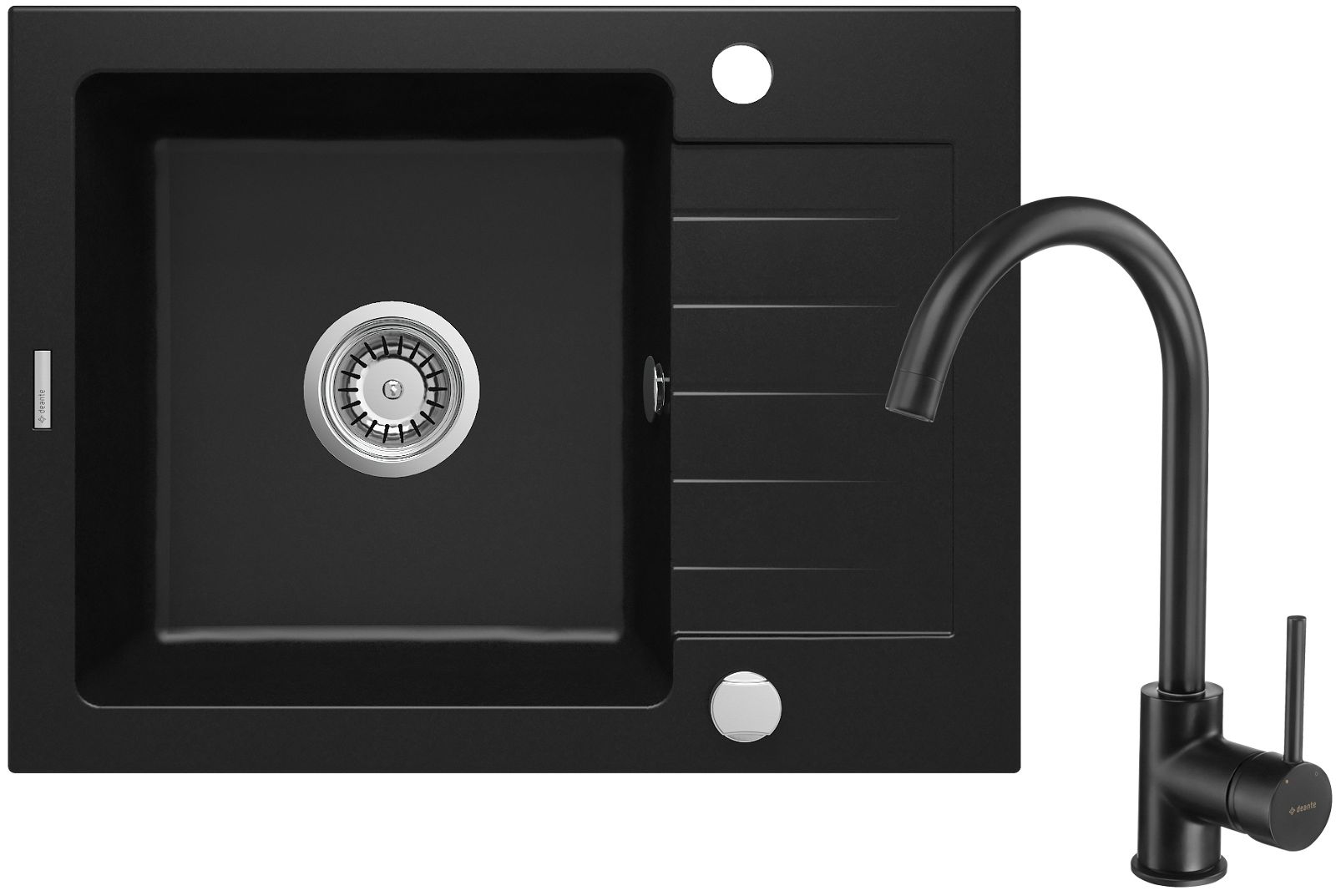 Гранітна кухонна раковина зі змішувачем, 1-камерний з сушаркою - ZQZAN11A - Główne zdjęcie produktowe