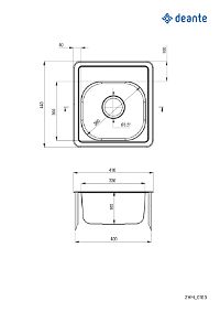 Steel sink, 1-bowl - ZHM_0100 - Zdjęcie produktowe