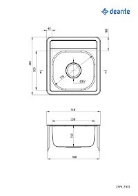 Steel sink, 1-bowl - ZHM_3100 - Zdjęcie produktowe