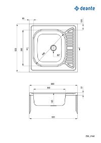 Steel sink, 1-bowl with drainer - lay-on - ZE6_0140 - Zdjęcie produktowe