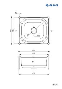Steel sink, 1-bowl - ZEN_0103 - Zdjęcie produktowe