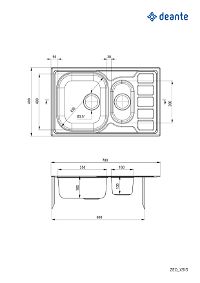 Steel sink, 1.5-bowl with drainer - ZEO_3513 - Zdjęcie produktowe
