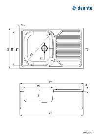Steel sink, 1-bowl with drainer - lay-on - ZM5_3110 - Zdjęcie produktowe