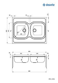 Steel sink, 2-bowl - lay-on - ZM6_320N - Zdjęcie produktowe