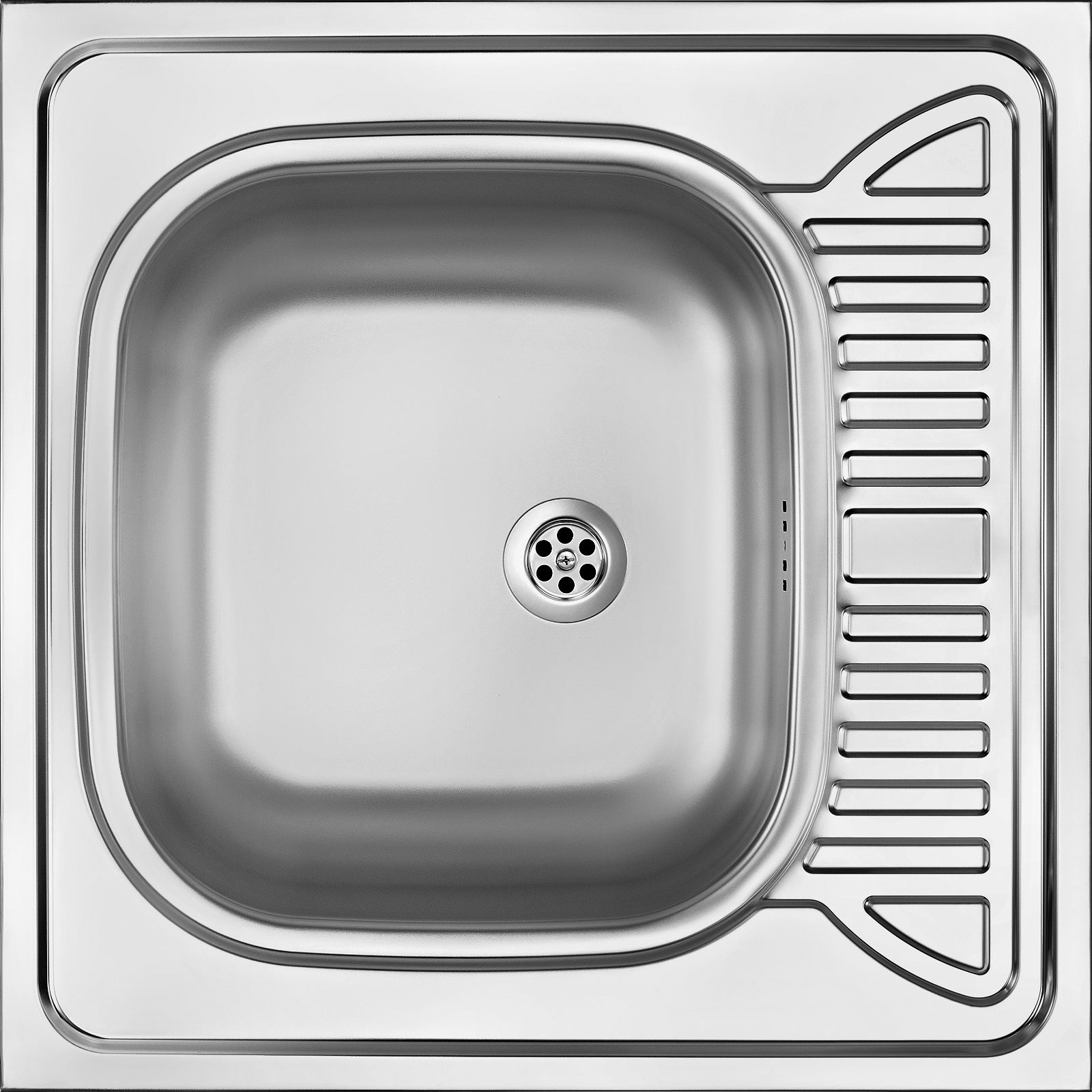 Steel sink, 1-bowl with drainer - lay-on - ZE6_0140 - Główne zdjęcie produktowe