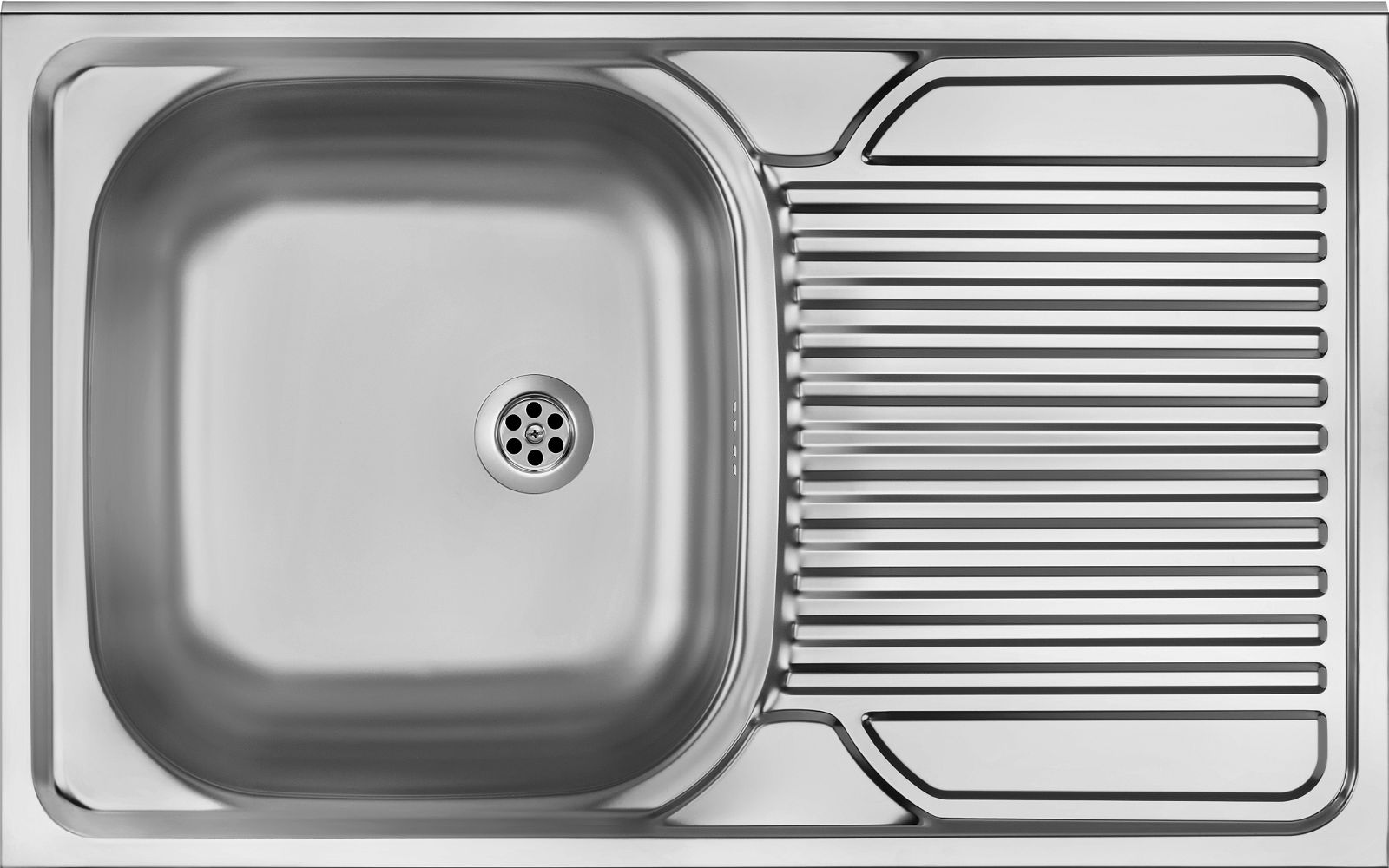 Steel sink, 1-bowl with drainer, on the right side - lay-on - ZM5_311P - Główne zdjęcie produktowe