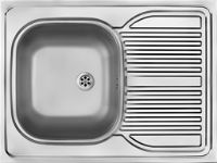 Steel sink, 1-bowl with drainer - lay-on - ZM6_3110 - Główne zdjęcie produktowe