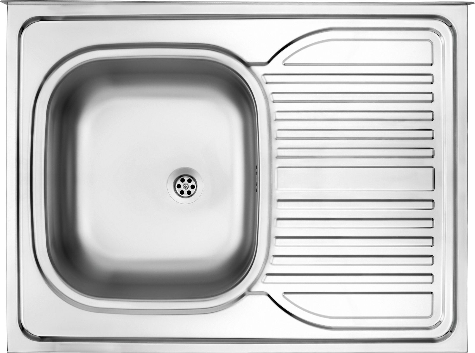 Steel sink, 1-bowl with drainer, on the right side - lay-on - ZM6_011P - Główne zdjęcie produktowe