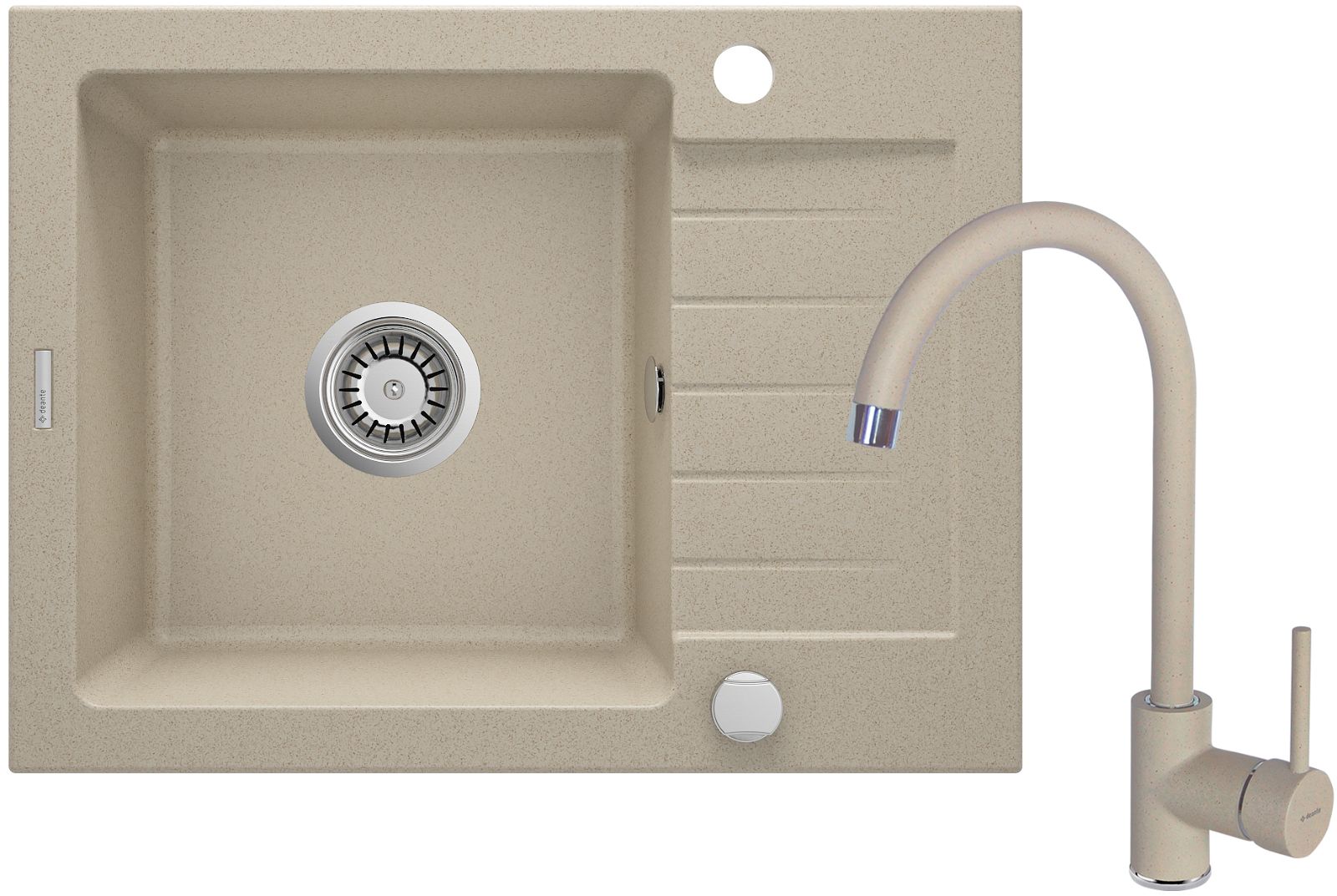 Granite sink with tap, 1-bowl with drainer - ZQZA711A - Główne zdjęcie produktowe