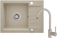 Granite sink with tap, 1-bowl with drainer - ZQZA711A - Główne zdjęcie produktowe