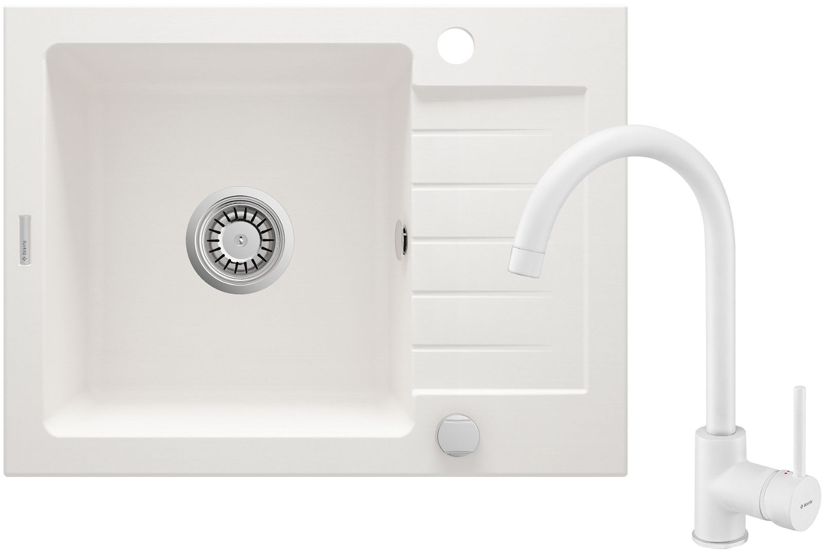 Granite sink with tap, 1-bowl with drainer - ZQZAA11A - Główne zdjęcie produktowe
